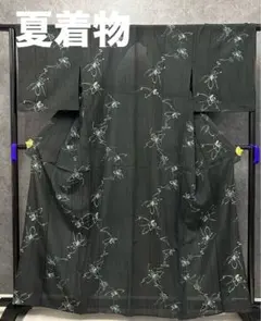 未着用に近い！美品＊絹絽＊キリギリス＊夏虫＊黒＊夏物＊訪問着