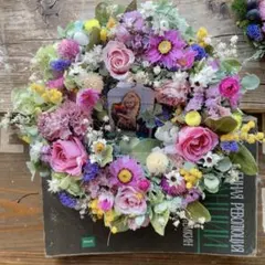 可愛い＊ピンクカラー＊薔薇と紫陽花＊ラウンドリース＊おまけ付き