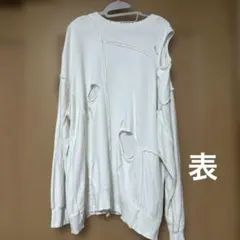 JEANASIS ダメージ加工 ホワイト オーバーサイズ トップス