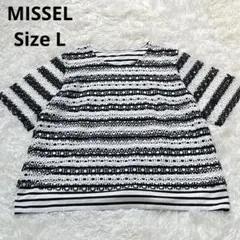 MISSEL ミゼール カットソー 半袖 幾何学 総柄 白 黒 Lのサムネイル