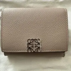 ベージュ レザー 三つ折り財布