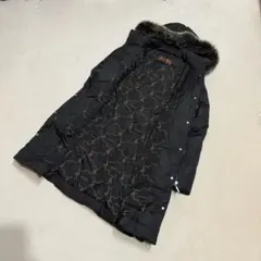 美品バルマン　ダウン95%ロングコート　ブルーホックス　黒　BALMAIN Ｌ