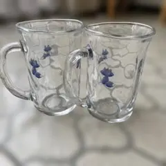 青い狐のイラスト ガラスジョッキ 2個セット