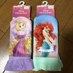 【新品】ディズニープリンセス 靴下 2足セット 福助 アリエル　ラプンツェル