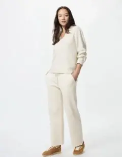 ユニクロ ウォッシャブルニットリブパンツ ナチュラル