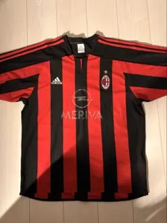 ACミラン adidas シャツ 赤/黒 ストライプ