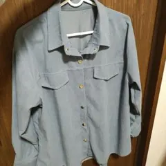 コーデュロイ 長袖シャツ ライトブルー