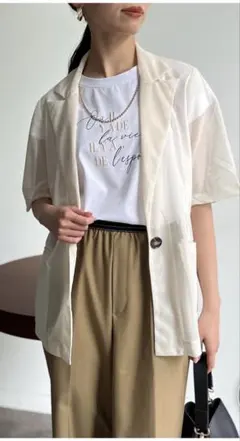 【美品】Chez toi シェトワ 5分袖 メッシュジャケット アイボリーのサムネイル
