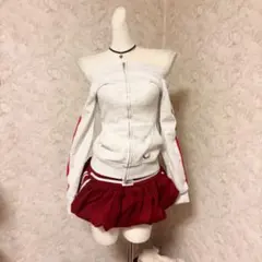 平成ギャル　Y2K オフショルダー グレー パーカー グランジ