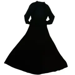 ナチュラルビューティーベーシック　ニットワンピース モックネック プリーツ　M
