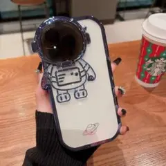 iPhone13proケース クリアTPU　青　宇宙飛行士iphoneケース