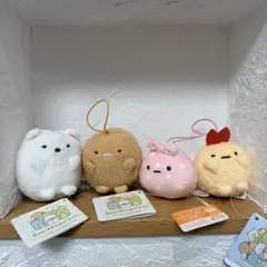 ！値下げ！すみっコぐらし ゴムひも付き　マスコット　ぬいぐるみ　4こセット
