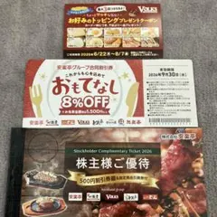 安楽亭 株主優待券 1冊＋ 8%割引券＋トッピングクーポン セットのサムネイル