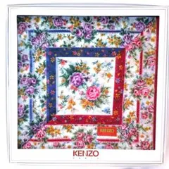 KENZO ハンカチ 華やか花柄 レッド ブルー 2枚セット　新品　綿100%のサムネイル