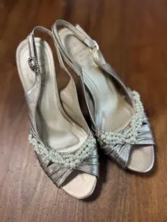 STRAWBERRY FIELDS ピンクシルバーサンダル　23cm