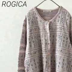 ROGICA 2点セット アンサンブル カーディガン 半袖ニット 総柄 大きめ