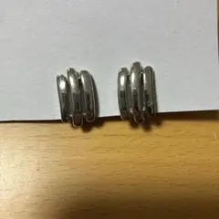 シルバー ストライプ クリップイヤリング