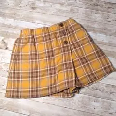 ユニクロ 120 黄色 チェック キュロット スカート