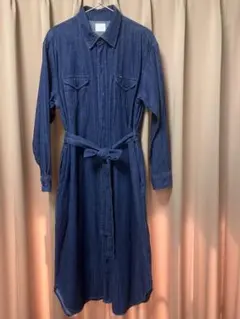 Lee ダークブルー シャツワンピース 長袖 ベルト付き