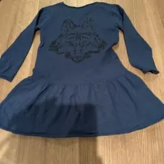 ザディグエヴォルテール ネイビー　オオカミ　長袖ワンピース