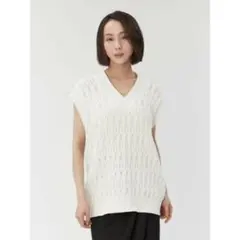 FRAY I.D フレイアイディ フロートケーブルニットベスト オフホワイト美品