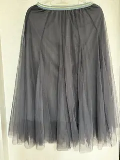 韓国で人気　グレー チュール フレアスカート