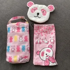 さくらパンダグッズ　エコバッグ(収納袋付き)とポーチとカイロケース まとめ売り