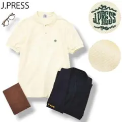 日本製 ジェイプレス J.PRESS 鹿の子 ポロシャツ F イエローベージュ