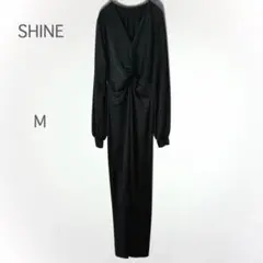 【シーイン】ワンピース 黒 ロング タイト スタイルアップ 薄手 長袖 接触冷感