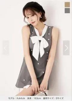 JEWELS ボウタイリボンノースリーブミニワンピース/キャバドレス