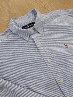 Polo Ralph Laurenラルフローレン 長袖シャツ 刺繍ストライプＬ