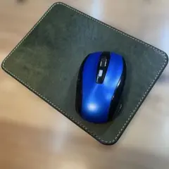 オイルダメージレザー　マウスパッド　グリーン 本革 ハンドメイド