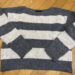 ローズバッド　ニットセーター　ボーダー　グレー