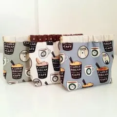 白くま　カフェ　バネポーチ　3点セット　ハンドメイド　ポーチ　アニマル