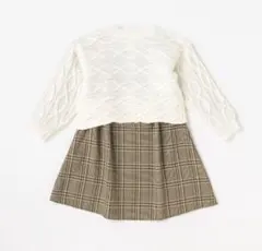 【7821】プティマイン　ワンピース　セーター　セットアップ　100 重ね着