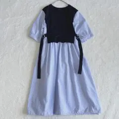 LANVIN en Bleu ストライプMIXドッキングワンピー 38サイズ - メルカリ