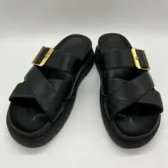 COLE HAAN フラヤスライドサンダルwomens W31712 牛革 黒色のサムネイル