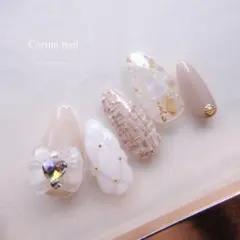 5607 サイズ速達ジェルネイルチップ 量産型 ワンホン 韓国 ホワイト フリル