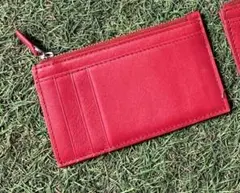 新品 本革 スマートウォレット 財布 スリム レザー 小銭入れ アンバーレッド