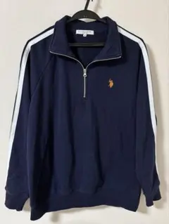 U.S. POLO ASSN. ハーフジップ スウェット サイドライン ネイビーのサムネイル