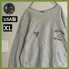 USA製 マジェスティック カレッジ 刺繍ロゴ 袖太スウェット トレーナー 古着のサムネイル