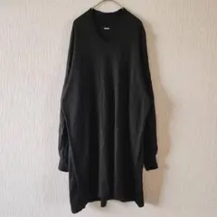 【Né-net】（M）Vネック長袖チュニック丈ニットトップス/ドルマンスリーブ