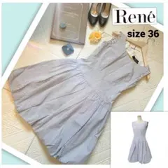 【美品】René ルネ ワンピース ストライプ柄 バルーンシルエットドレス
