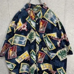 AVANTI SILK アヴァンティシルク フレンチスリーブ シャツ 魚柄 L 
