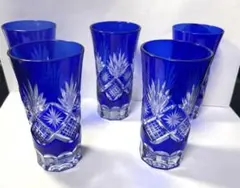 江戸切子グラス/5個セット/瑠璃色