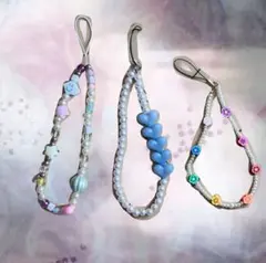 ハンドメイド ビーズストラップ 3本セット スマホアクセサリー
