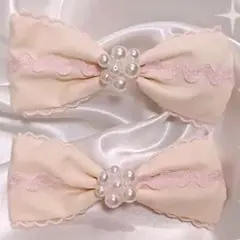 ♡パールのツインテリボンヘアクリップ♡ 2個セット