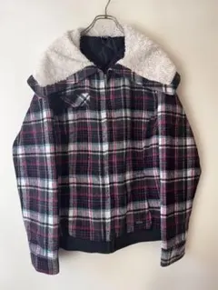 No.5746 ROXY ボア襟 中綿チェックジャケット