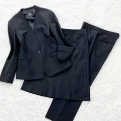 美品 23区 ノーカラージャケット パンツ スカート 3点セット ストライプ L