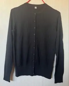 ユニクロ　黒 リブ編み 長袖カーディガン